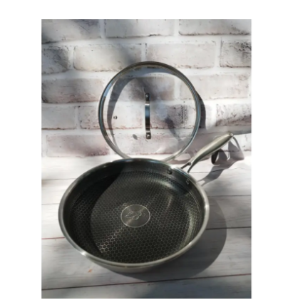 Сковорода зі скляною кришкою Bohmann з нержавіючої сталі з стільниковою структурою 22 см (BP 4000-22) - фото 6