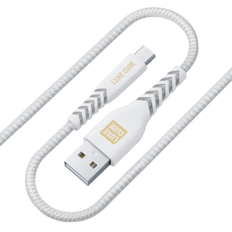 Кабель Luxe Cube USB to USB micro Kevlar 1,2 м Білий (8886668686266) - фото 1