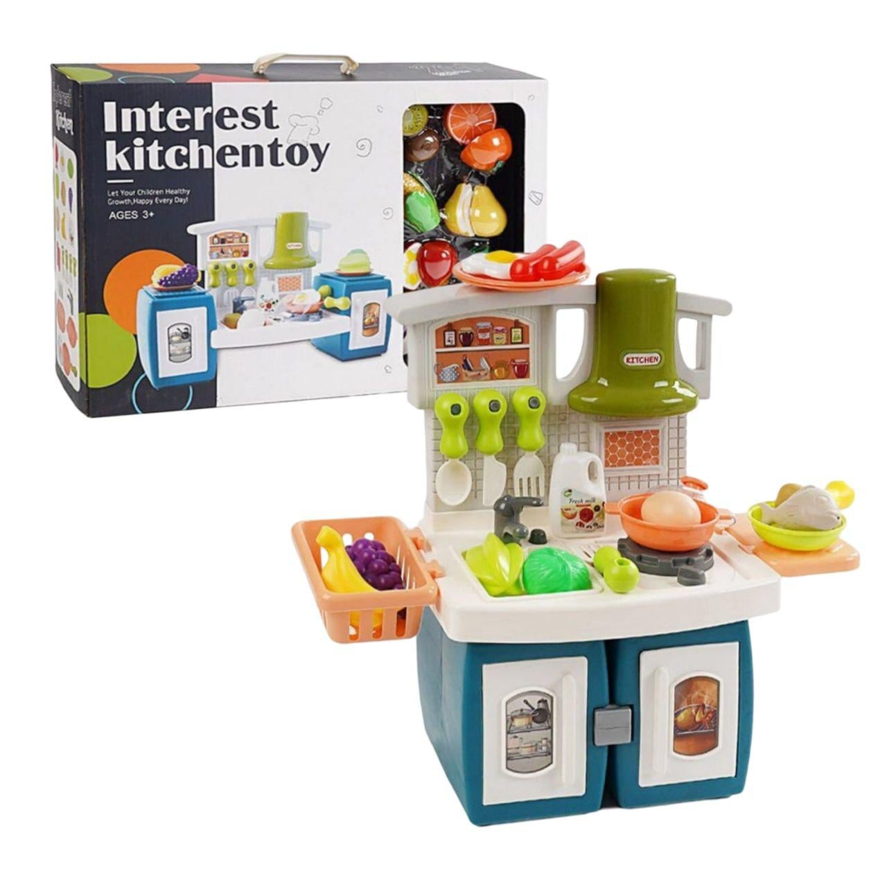 Детская кухня с звуковыми ефектами и подсветкой/посудой/едой и наклейками Синий (153014-1) Детская кухня с звуковыми ефектами и подсветкой/посудой/едой и наклейками Синий (153014-1)