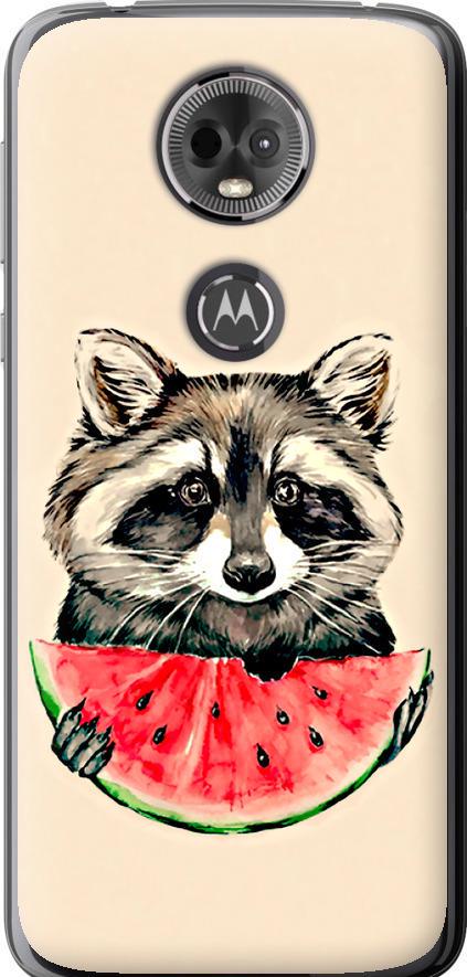 Чехол на Motorola Moto E5 Plus Енотик с арбузом (4605u-1412-42517)