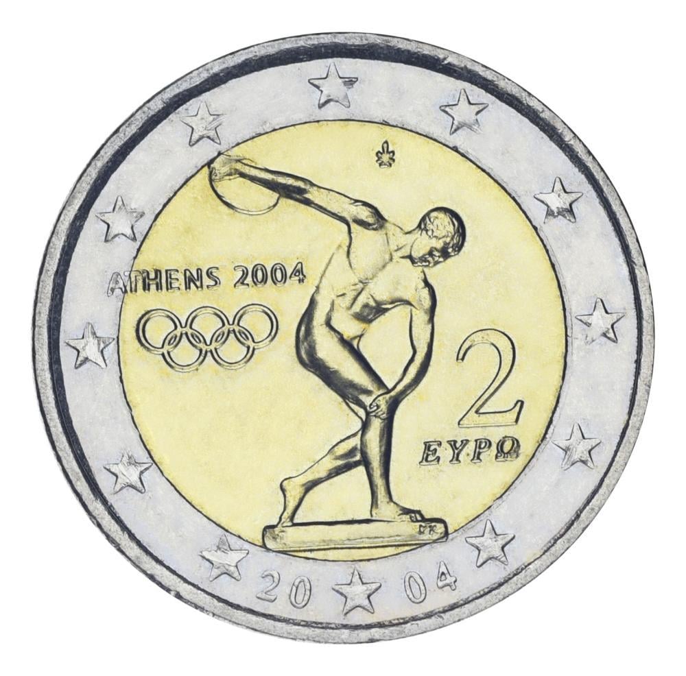 Коллекционная монета Греция 2 евро 2004 Дискобол UNC (KM#209)
