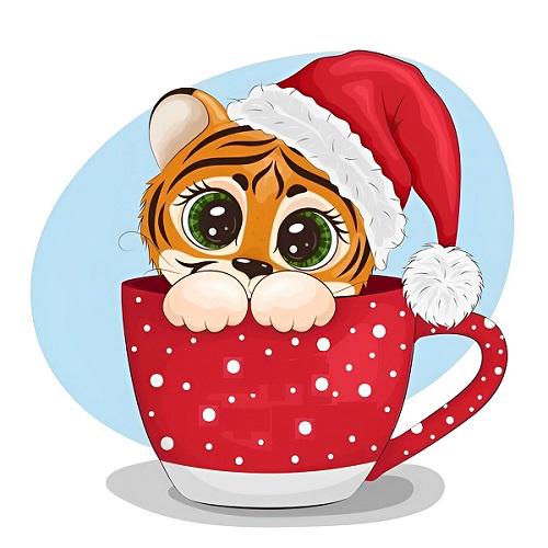 Схема вышивки бисером Тигренок в чашке (1514422613)