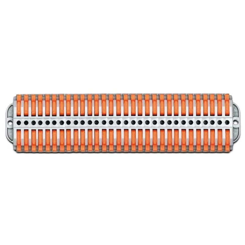 Клемма проходная Tactix 0,08-4 мм2 32А 30х1-30х1 одинарная 41,5х160х14,8 мм рычаг крепеж 3,1 мм Оранжевый (223-30P)