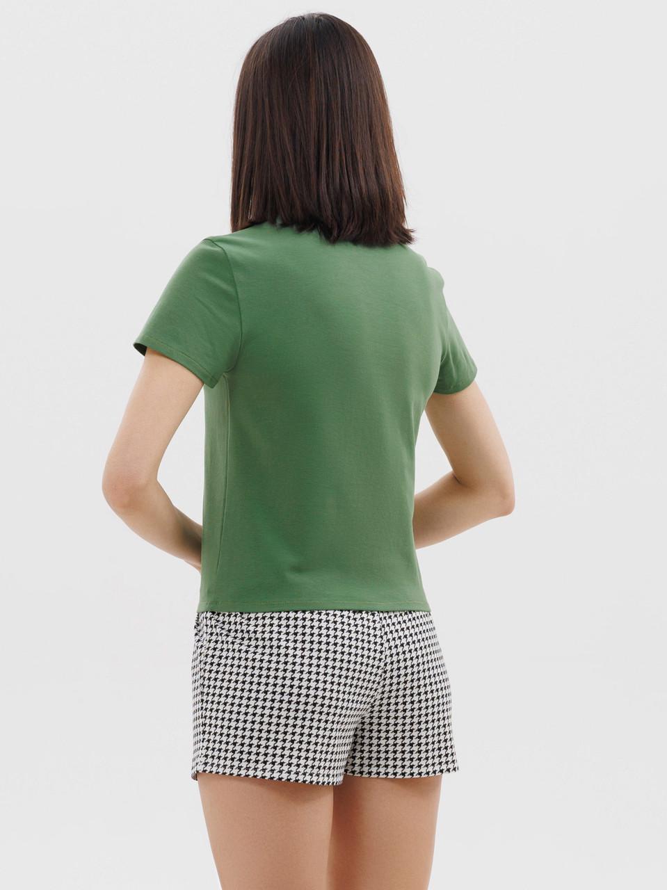 Піжама жіноча Roksana футболка/міні-шортики XL Зелений/Білий (1759/16174) - фото 2 Піжама жіноча Roksana футболка/міні-шортики XL Зелений/Білий (1759/16174) - фото 2