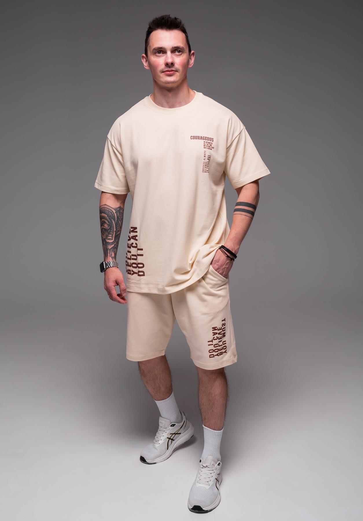 Прогулочный костюм мужской Must Believe оверсайз XL Бежевый (2385/1/3) - фото 1 Прогулочный костюм мужской Must Believe оверсайз XL Бежевый (2385/1/3) - фото 1