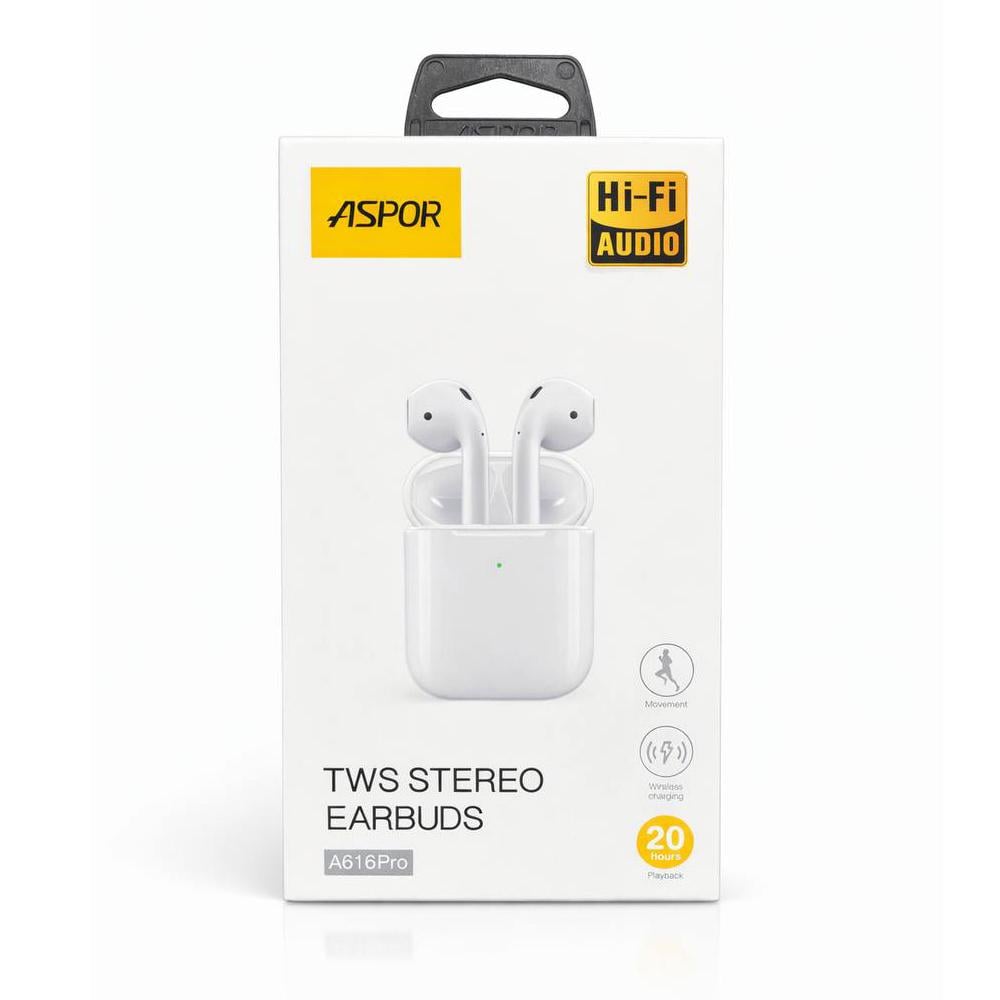 Навушники бездротові Aspor A616 Pro Bluetooth з мікрофоном і кейсом Білий (557-965145)