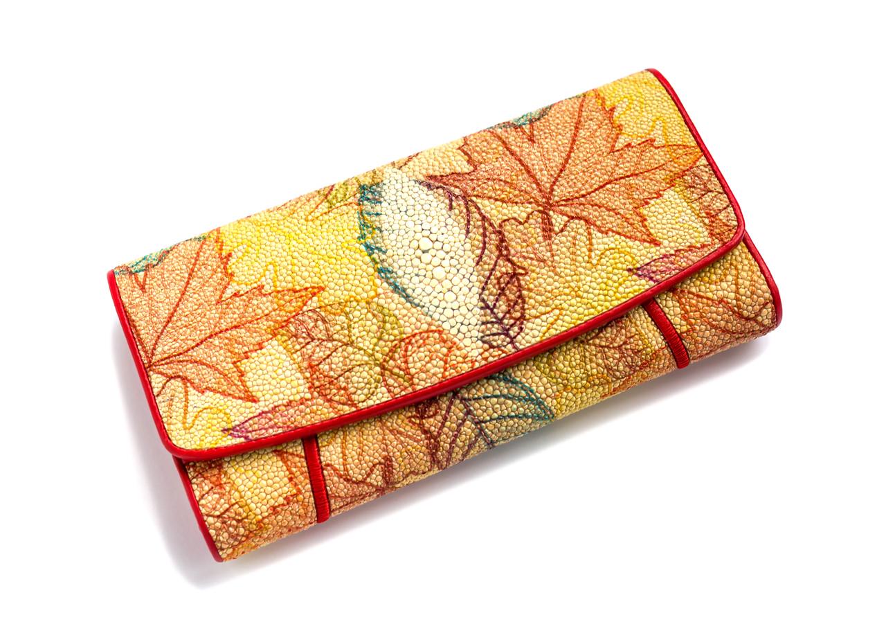 Гаманець зі шкіри ската листя (stw32_2)