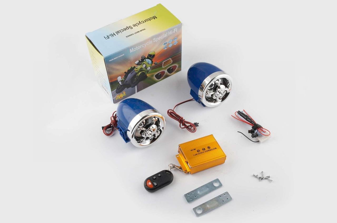 Аудиосистема BEST CHOICE 3.5 подсветка сигнализация/МР3/FM/SD/USB/пульт управления разъем ППДУ 3K Синий/Хром (2177140841)