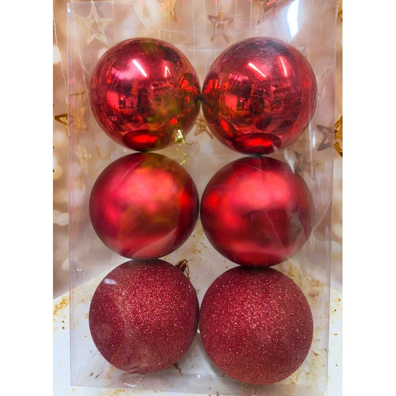 Набор елочных игрушек пластиковые круглые 6 шт. 12 см Красный (2775455265)