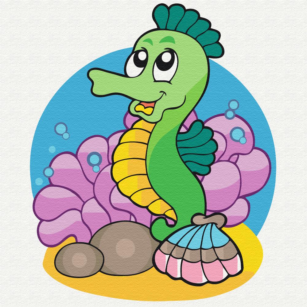 Картина по номерам BrushMe Премиум Морской конек 30х30 см (PSQ30012)