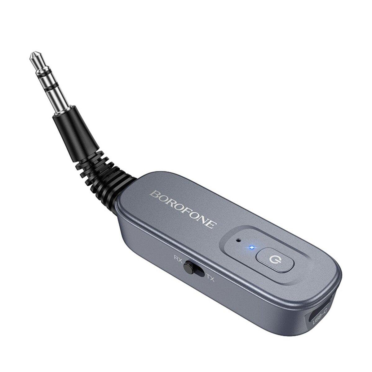 Ресивер Bluetooth Borofone BC51 Clear way AUX BT5.4 аудиоприемник/передатчик 140 mAh Metal Grey (6941991117305)