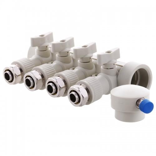 Колектор розподільний PPR KOER K0192.PRO 4-way з фітингом 40x20 (KP2557) Колектор розподільний PPR KOER K0192.PRO 4-way з фітингом 40x20 (KP2557)