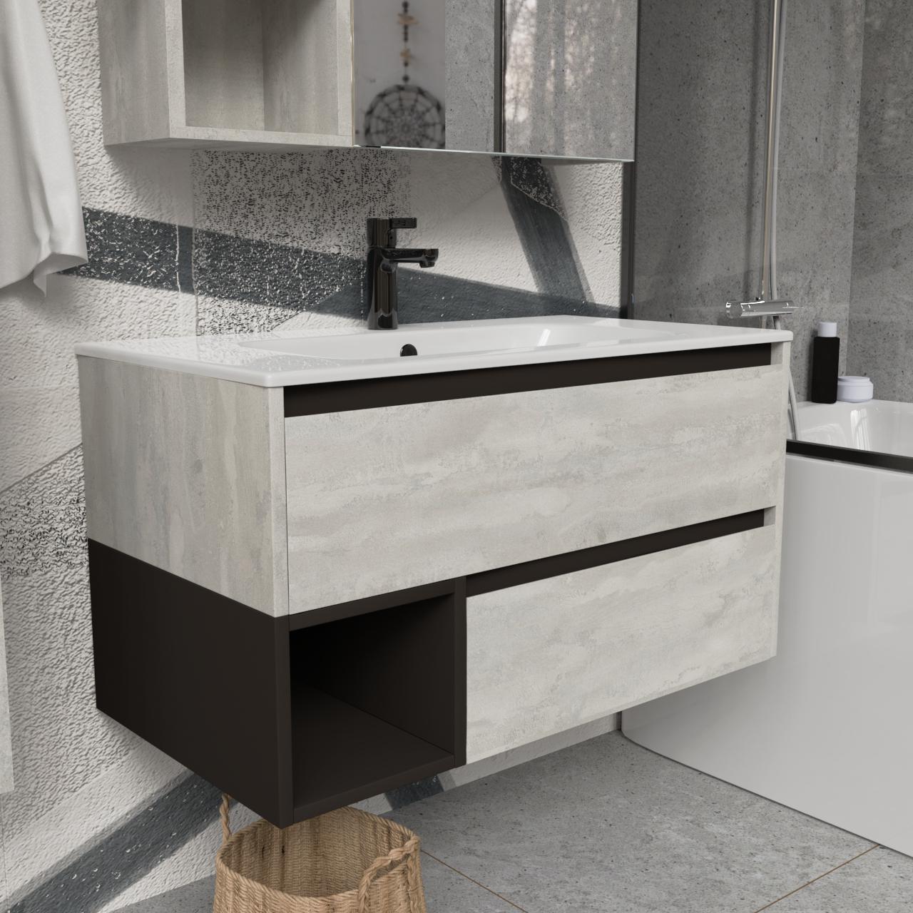 Тумба подвесная с раковиной MVK Vostok Craft 100 В2 1000х450х530 мм Бетонный камень (c2100bt) - фото 2 Тумба подвесная с раковиной MVK Vostok Craft 100 В2 1000х450х530 мм Бетонный камень (c2100bt) - фото 2