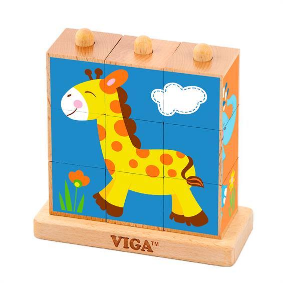 Деревянные кубики-пирамидка Viga Toys Сафари