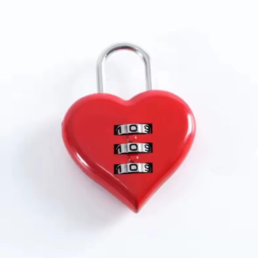Замок кодовий ML011MRH у вигляді серця 3 цифри Red