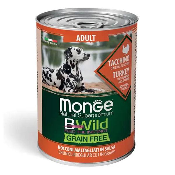 Корм для взрослых собак Monge Dog Wet Bwild GrainFree индейка/тыква/цуккини 0,4 кг (27260381)