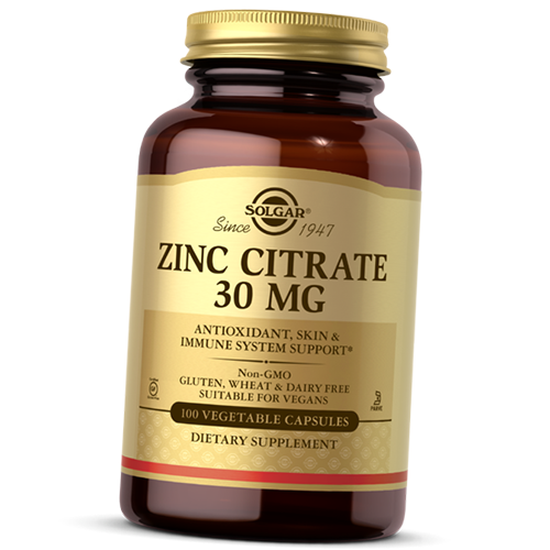 Минералы Solgar Zinc Citrate 30 мг 100 вег. капс. (36313204)