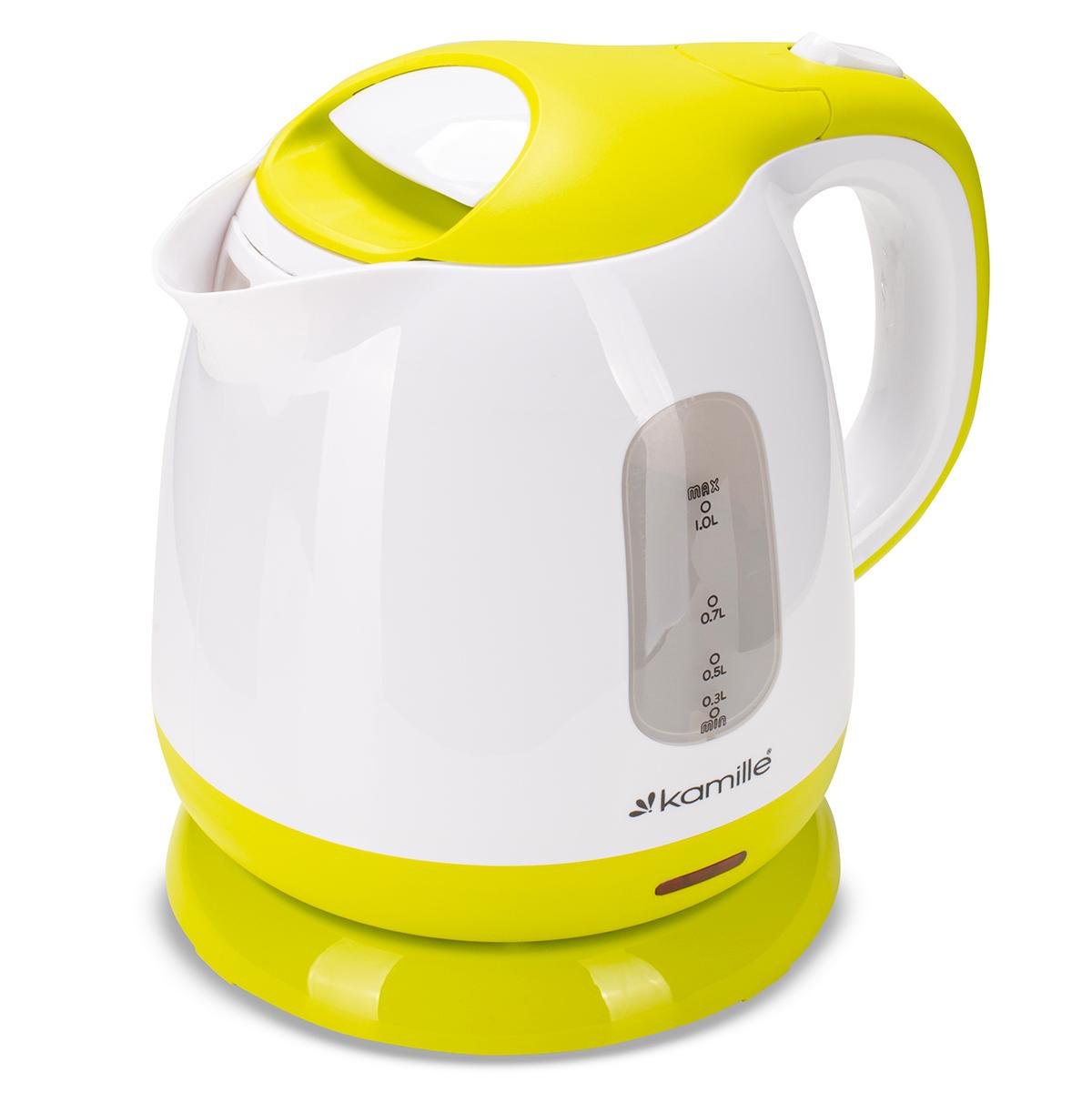 Электрочайник на подставке Kamille KM-1719A пластиковый с индикатором уровня воды 1100 W 1 л Бело-салатовый (124-84-1719A) - фото 2 Электрочайник на подставке Kamille KM-1719A пластиковый с индикатором уровня воды 1100 W 1 л Бело-салатовый (124-84-1719A) - фото 2