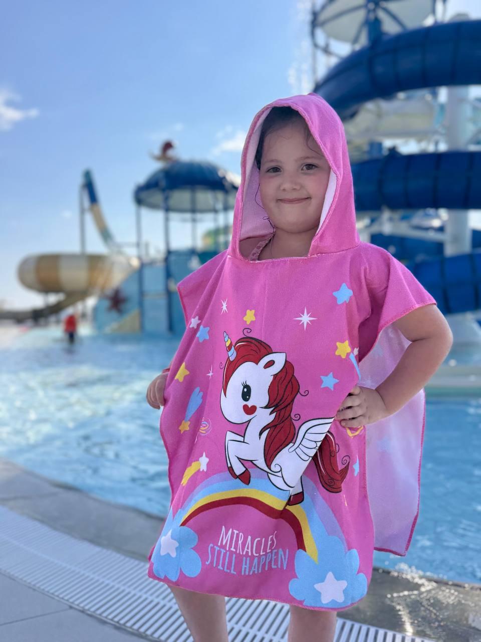 Рушник-халат дитячий 60х120 см Рожевий (П4К-al-poncho25-007)