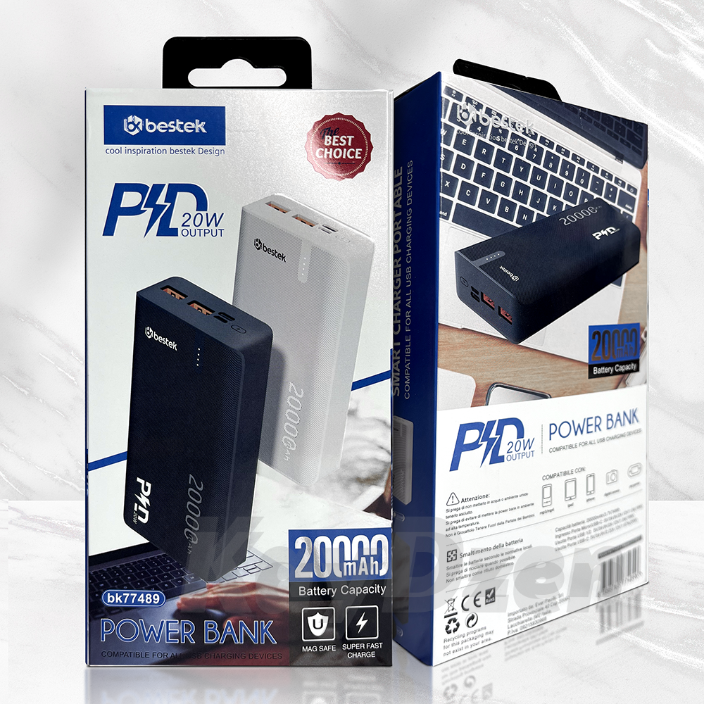 Аккумулятор наружный с быстрой зарядкой Bestek BK77489 20000 mAh QC 3.0 PD 22,5 W Белый (bd2d9a79) - фото 6