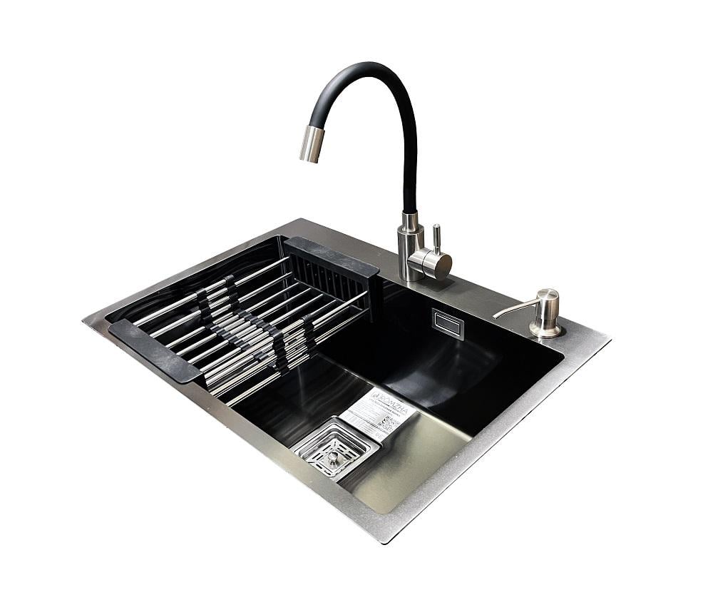 Мойка для кухни со смесителем и дозатором Romzha Arta Nova U-600 Черный (14875795) Мойка для кухни со смесителем и дозатором Romzha Arta Nova U-600 Черный (14875795)