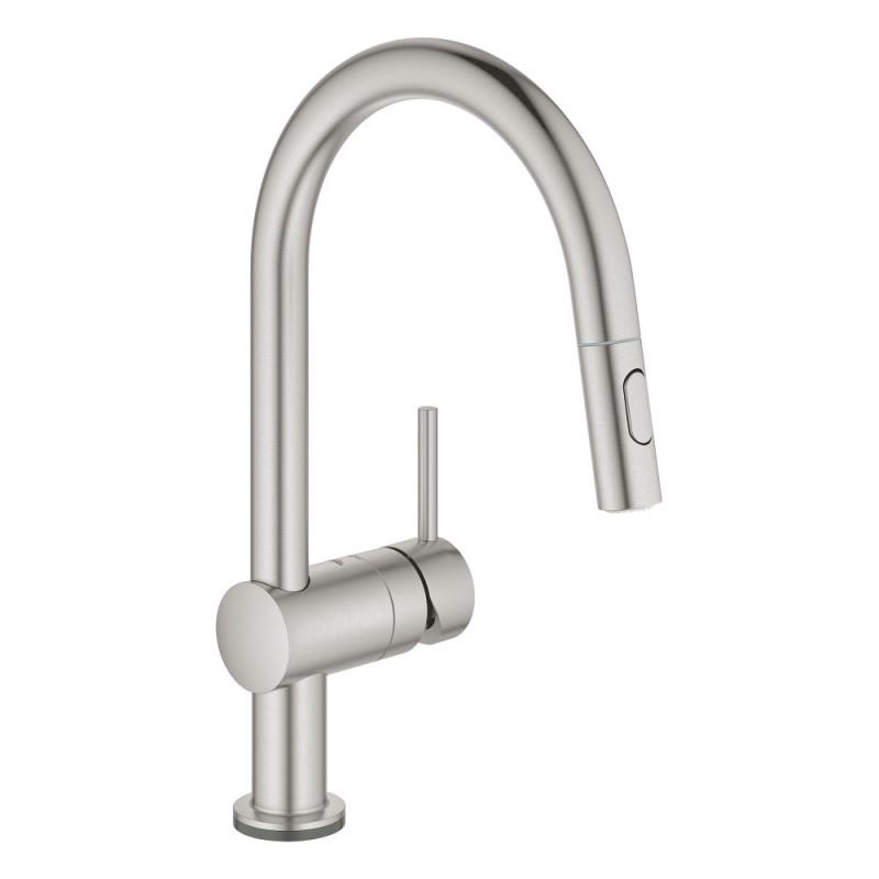 Смеситель для кухни Grohe EX Minta Touch 31358DC2 с выдвижным изливом сенсорный Сталь (47262)