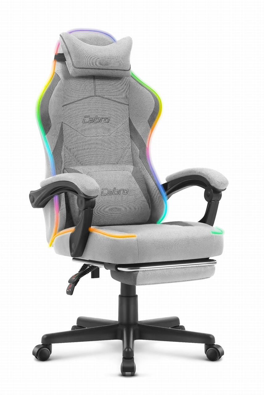 Геймерське крісло Cabro C502 LED тканина Grey (5907196011290)