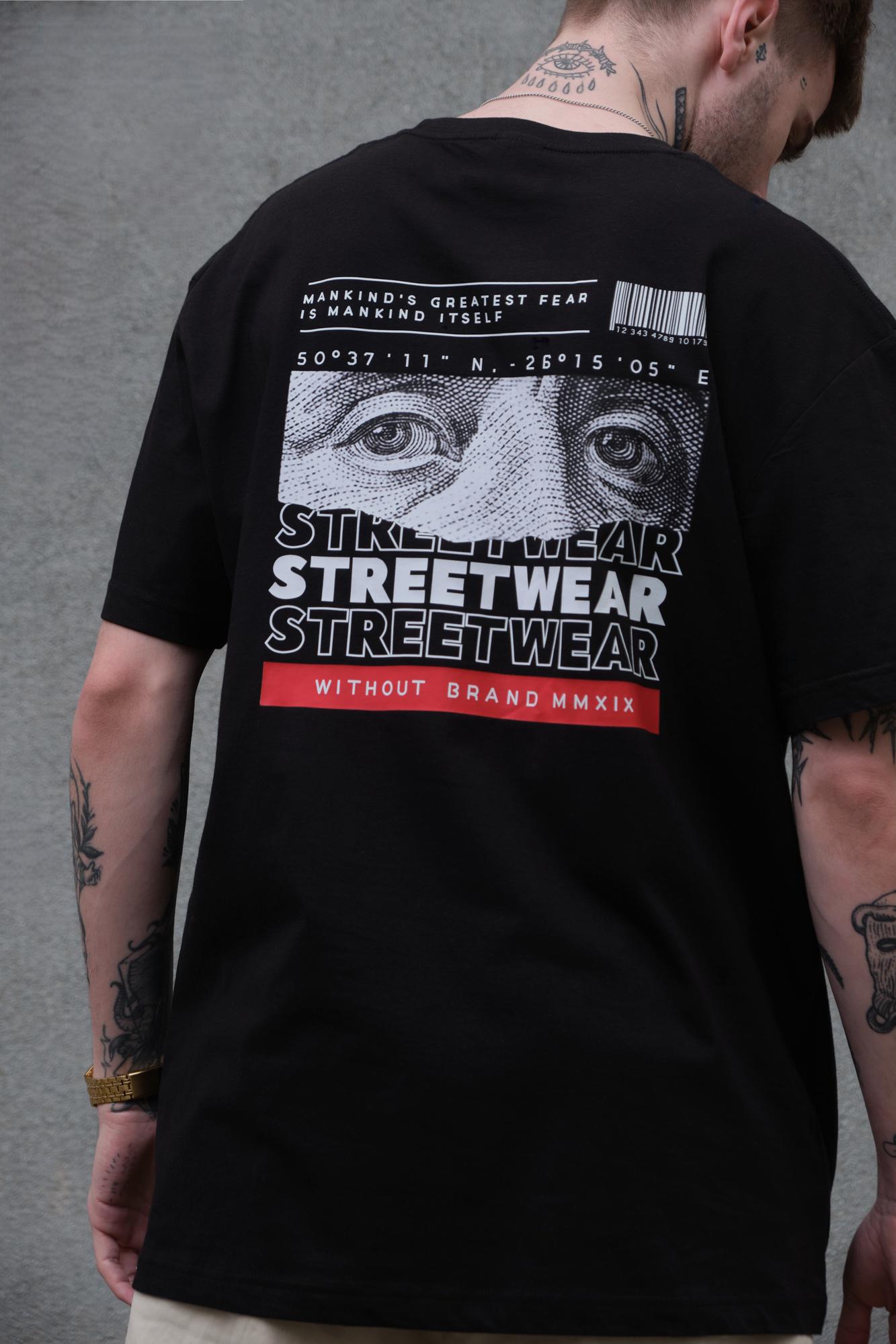 Футболка чоловіча Without Streetwear з принтом оверсайз S/M Black (S8049274) Футболка чоловіча Without Streetwear з принтом оверсайз S/M Black (S8049274)