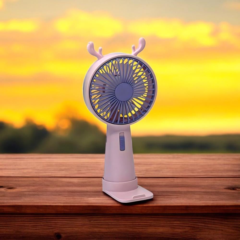 Вентилятор портативний Оленя з ріжками на акумуляторі та USB Рожевий (51-рож-39559) - фото 6 Вентилятор портативний Оленя з ріжками на акумуляторі та USB Рожевий (51-рож-39559) - фото 6