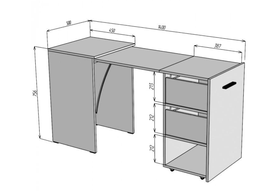 Стол-трансформер Knap Knap Hobana Ш2 140х50х75,6 см Ателье светлый - фото 4 Стол-трансформер Knap Knap Hobana Ш2 140х50х75,6 см Ателье светлый - фото 4