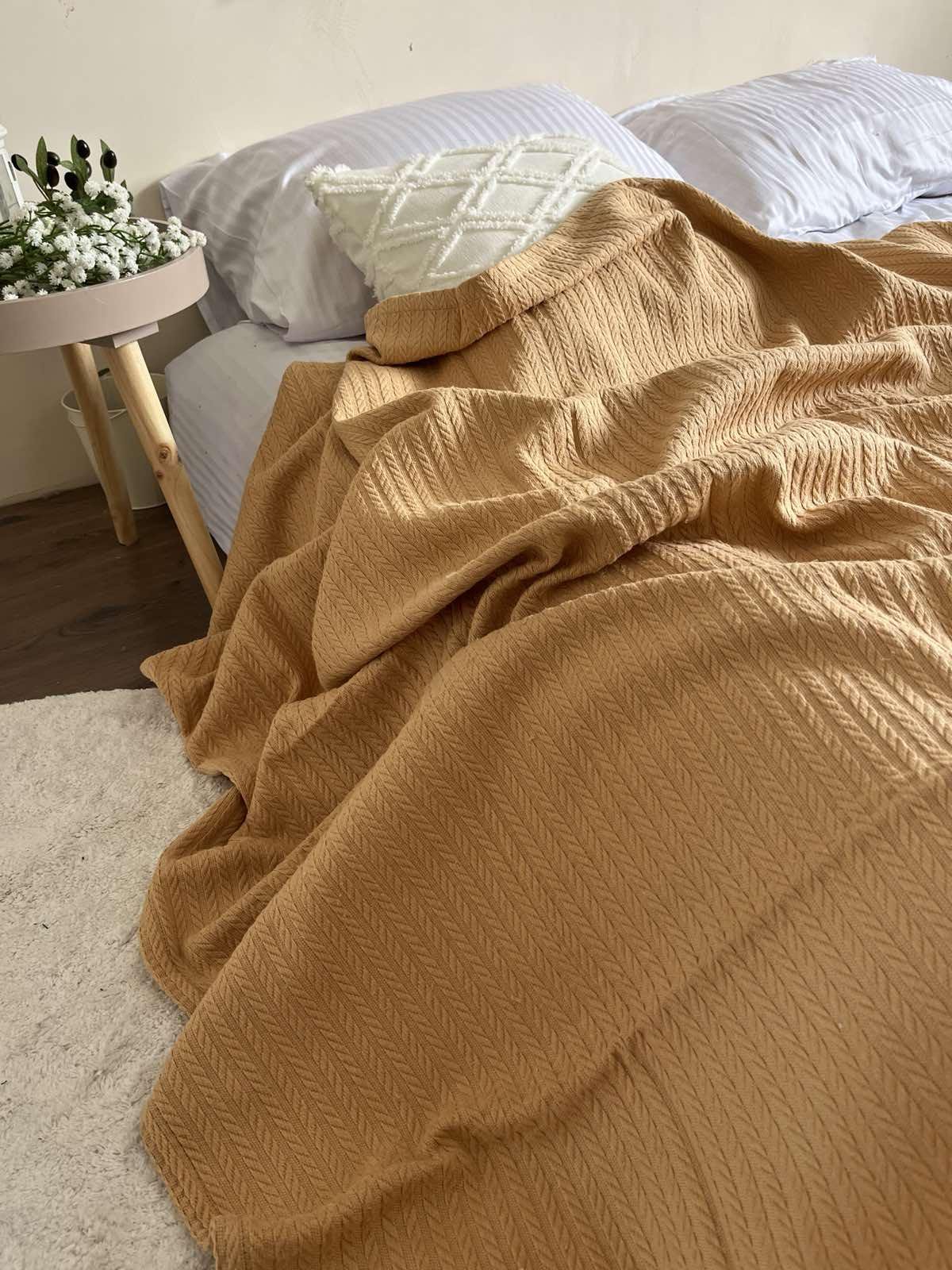 Покрывало летнее Косичка хлопок 140х200 см Карамельный (18093914) - фото 7 Покрывало летнее Косичка хлопок 140х200 см Карамельный (18093914) - фото 7