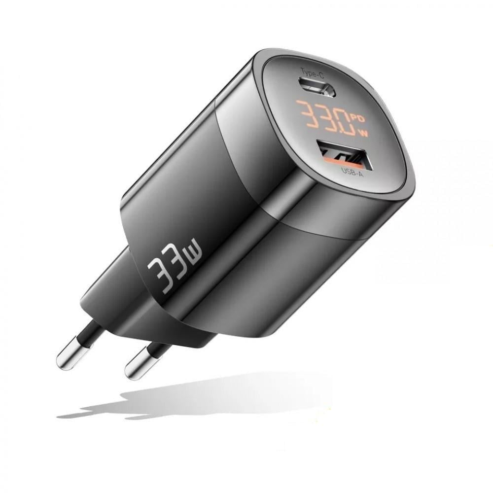 Зарядное устройство сетевое Essager 33W GaN III PD USB-C/USB-A с дисплеем (25397392)
