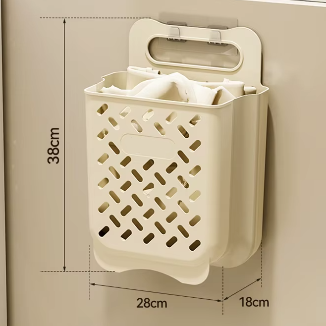 Кошик для білизни cкладаний з ручкою пластиковий підвісний 48х34х48 см Бежевий - фото 7 Кошик для білизни cкладаний з ручкою пластиковий підвісний 48х34х48 см Бежевий - фото 7