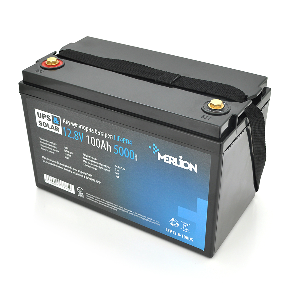 Аккумулятор литий-железо-фосфатный Merlion LiFePO4 до 5000 циклов 12,8V 100 Ah (26439667)