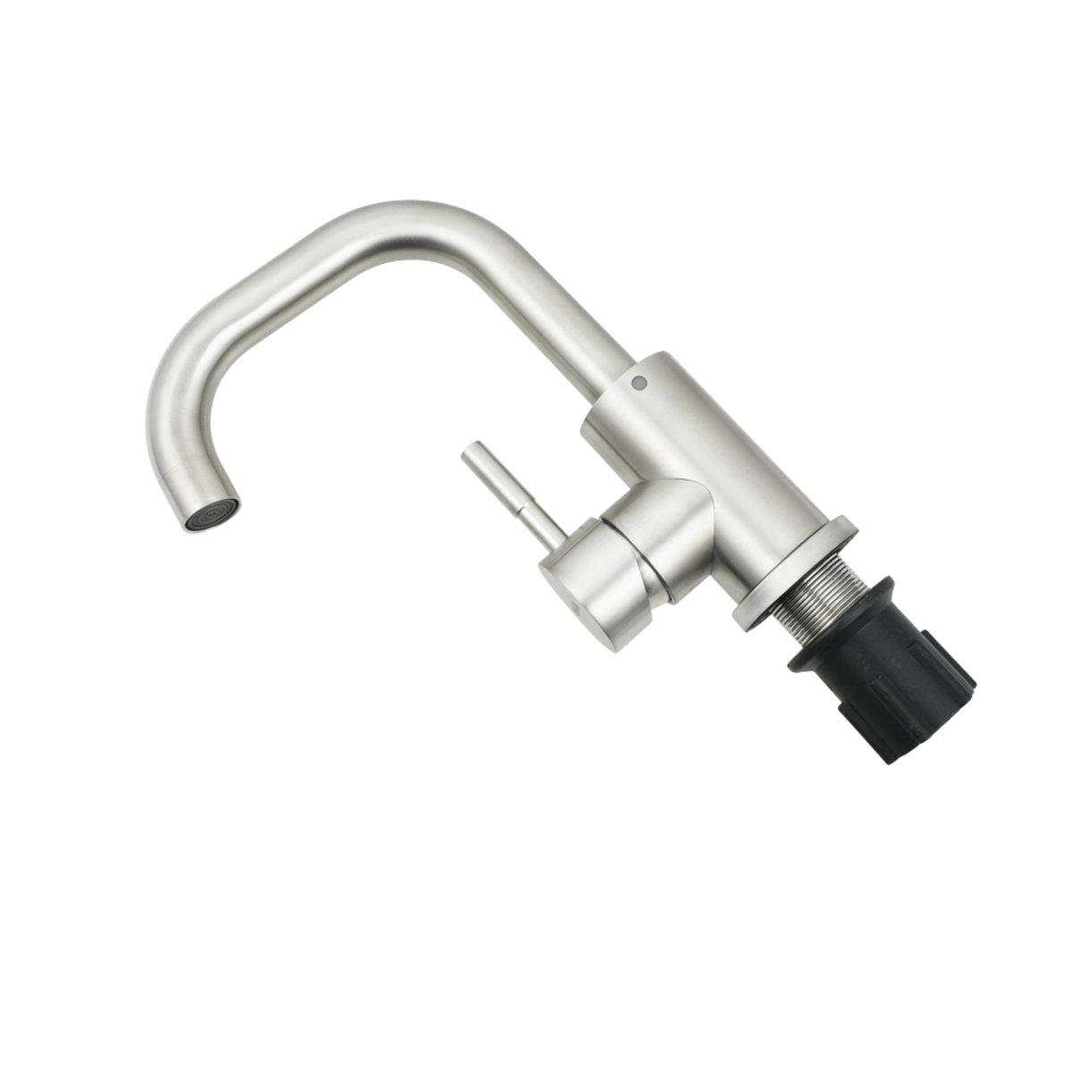 Смеситель для умывальника Venta VS122FS однорычажный изогнутый в ванну нержавеющая сталь врезной Сатин - фото 2 Смеситель для умывальника Venta VS122FS однорычажный изогнутый в ванну нержавеющая сталь врезной Сатин - фото 2