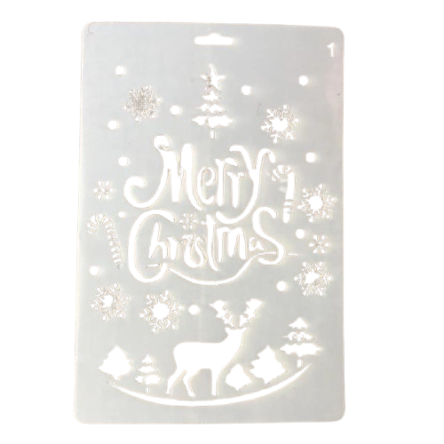 Трафарет для нового року на вікно Олень та сніжинки 17х26 см Сірий (10856/10)