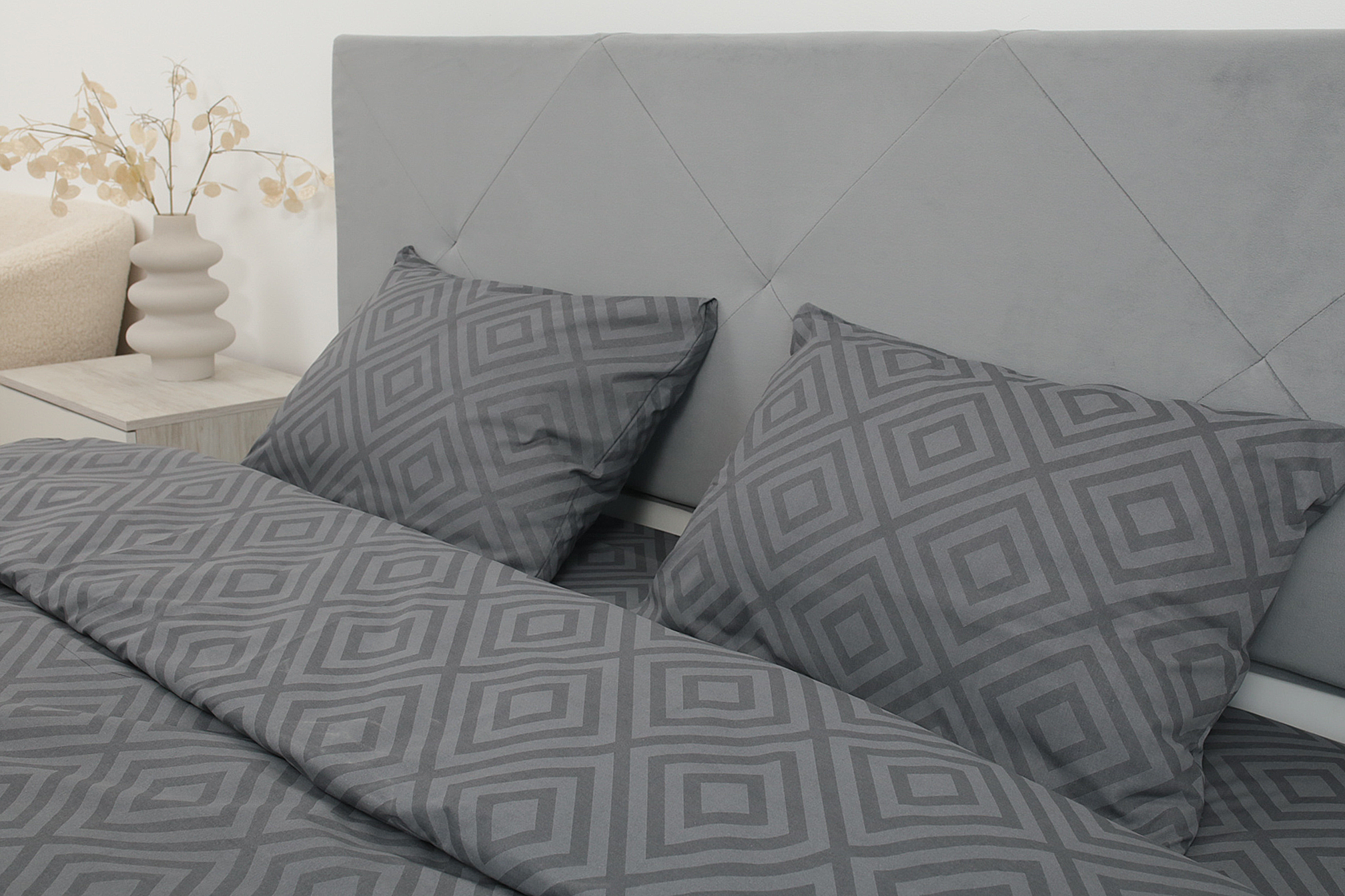 Комплект постельного белья евро Amore Glux-126 бязь Серый (KPB-Ae-Glux-126gr(50x70)_) - фото 3 Комплект постельного белья евро Amore Glux-126 бязь Серый (KPB-Ae-Glux-126gr(50x70)_) - фото 3