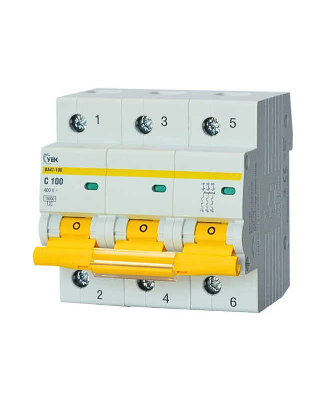 Выключатель автоматический УЕК ВА47-100 3P 100А 10кА C (MVA40-3-100-C-U)