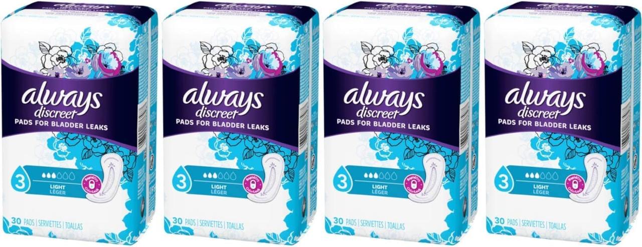 Прокладки одноразові Always Discreet 3 краплі 4 уп. по 30 шт.