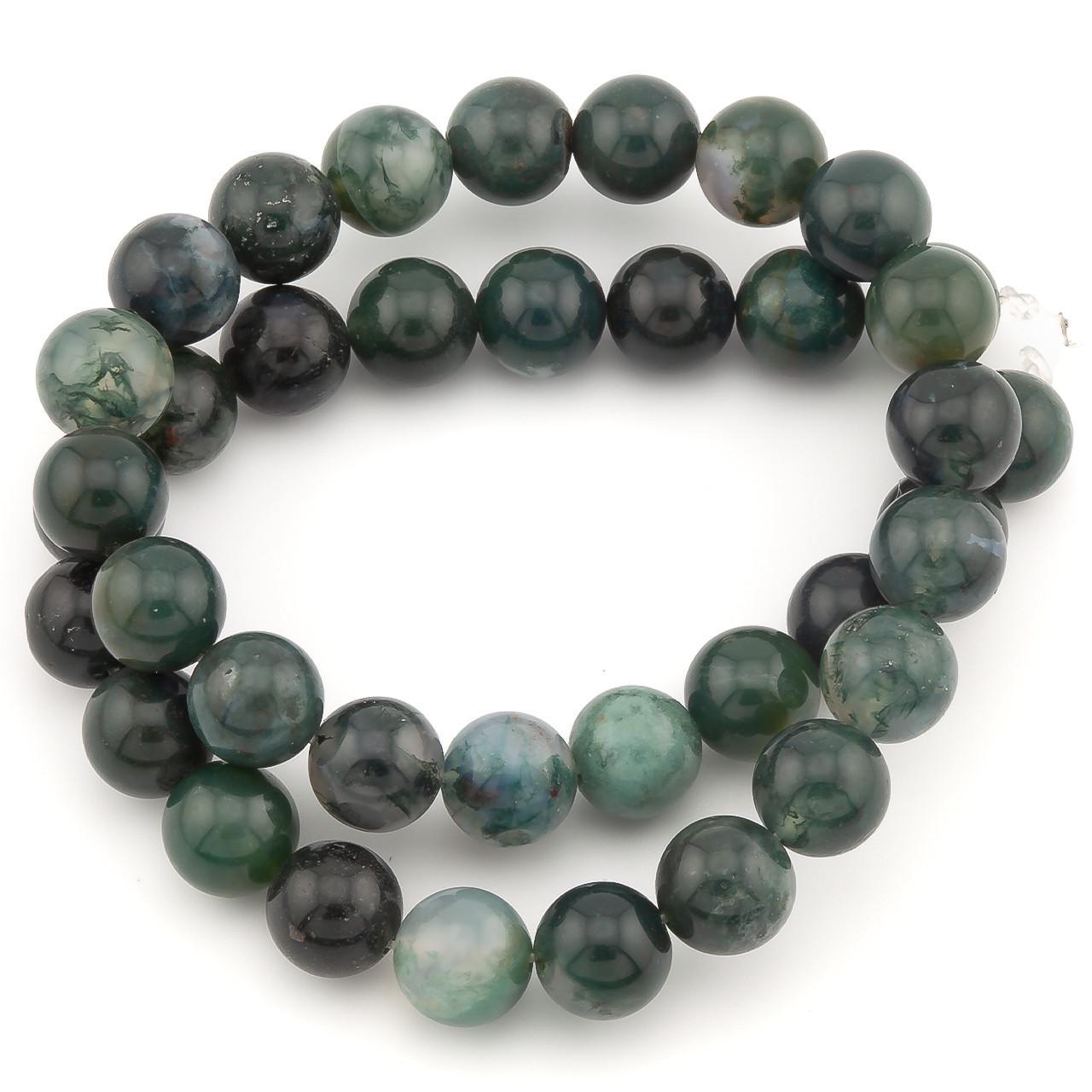 Намистини Моховий агат з натурального каменю 10 мм 37 см 1 шт. (НК1082ш80)