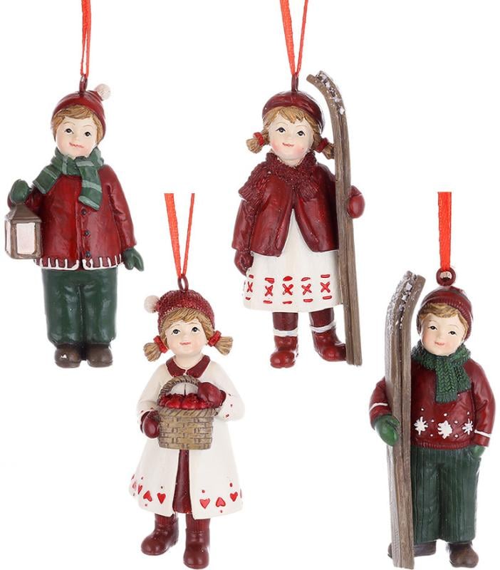 Новогодние подвески дети в ожидании в стиле ретро Нового Года 12 шт. 10 см
