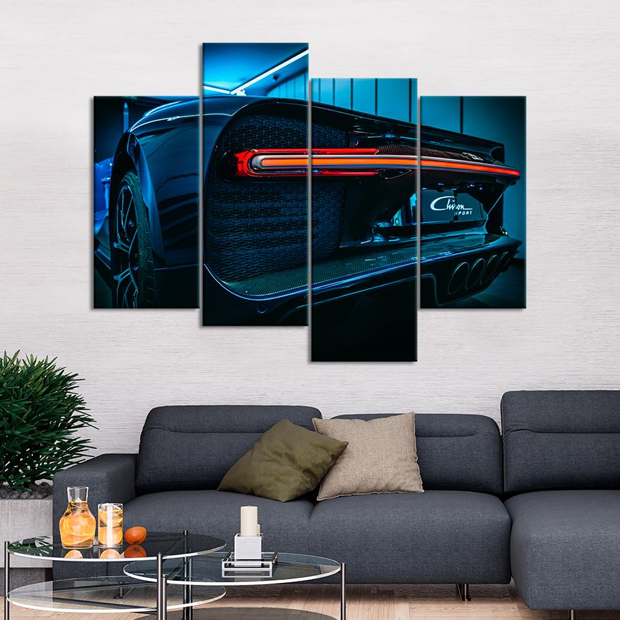 Картина Автомобиль Вид сзади на автомобиль Bugatti Chiron 89x56 см (A1183-4)