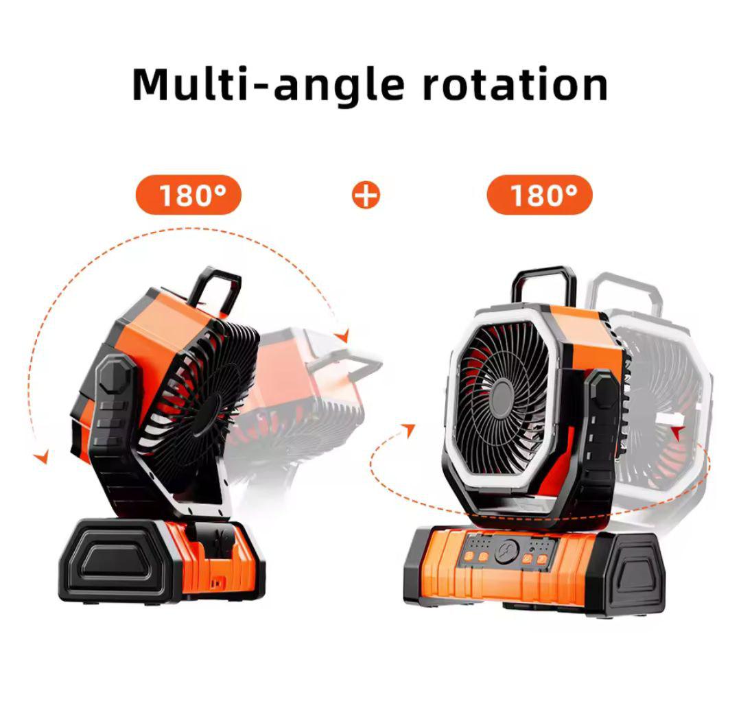 Вентилятор кемпінговий з акумулятором 20000 mAh підсвіткою та 4 режимами швидкості (00342) - фото 3