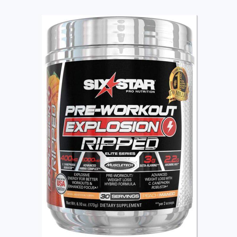 Передтренувальний комплекс Six Star Pre-Workout Explosion Ripped 173 г Peach/Mango Передтренувальний комплекс Six Star Pre-Workout Explosion Ripped 173 г Peach/Mango