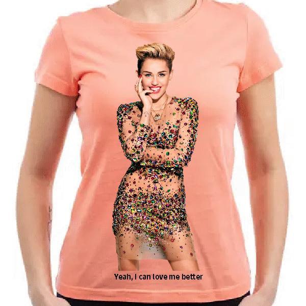 Футболка женская Майли Сайрус Yeah I can love me better Персиковый (Peach) XS (26961903)