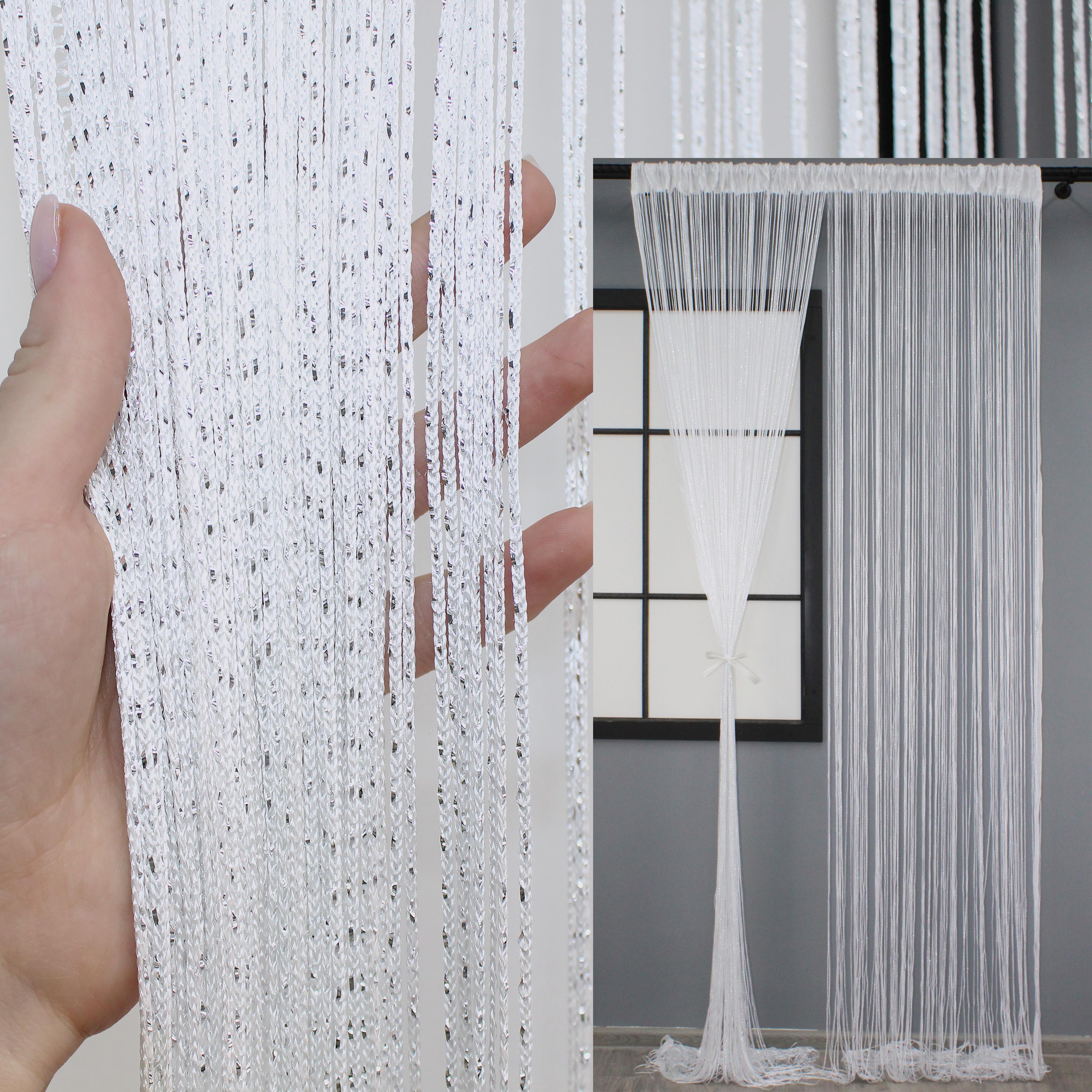 Шторы-нити с люрексом 300х300 см Белый (61-033) - фото 4