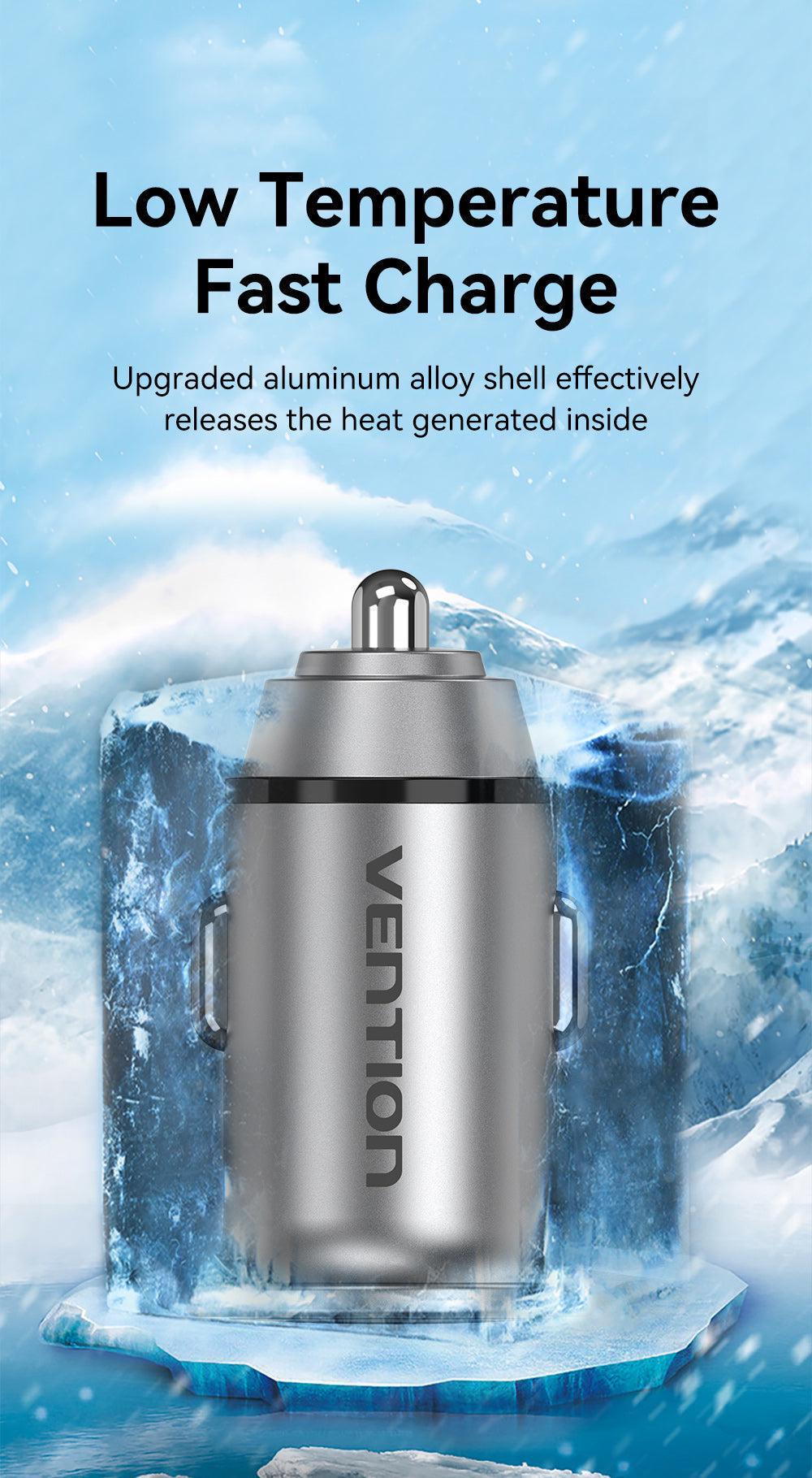 Зарядний пристрій автомобільний Vention 2x USB 18W/18W 4.8A USB-A Quick Charge 4.0/QC3.0 алюмінієвий Сріблястий (FFAH0) - фото 9 Зарядний пристрій автомобільний Vention 2x USB 18W/18W 4.8A USB-A Quick Charge 4.0/QC3.0 алюмінієвий Сріблястий (FFAH0) - фото 9