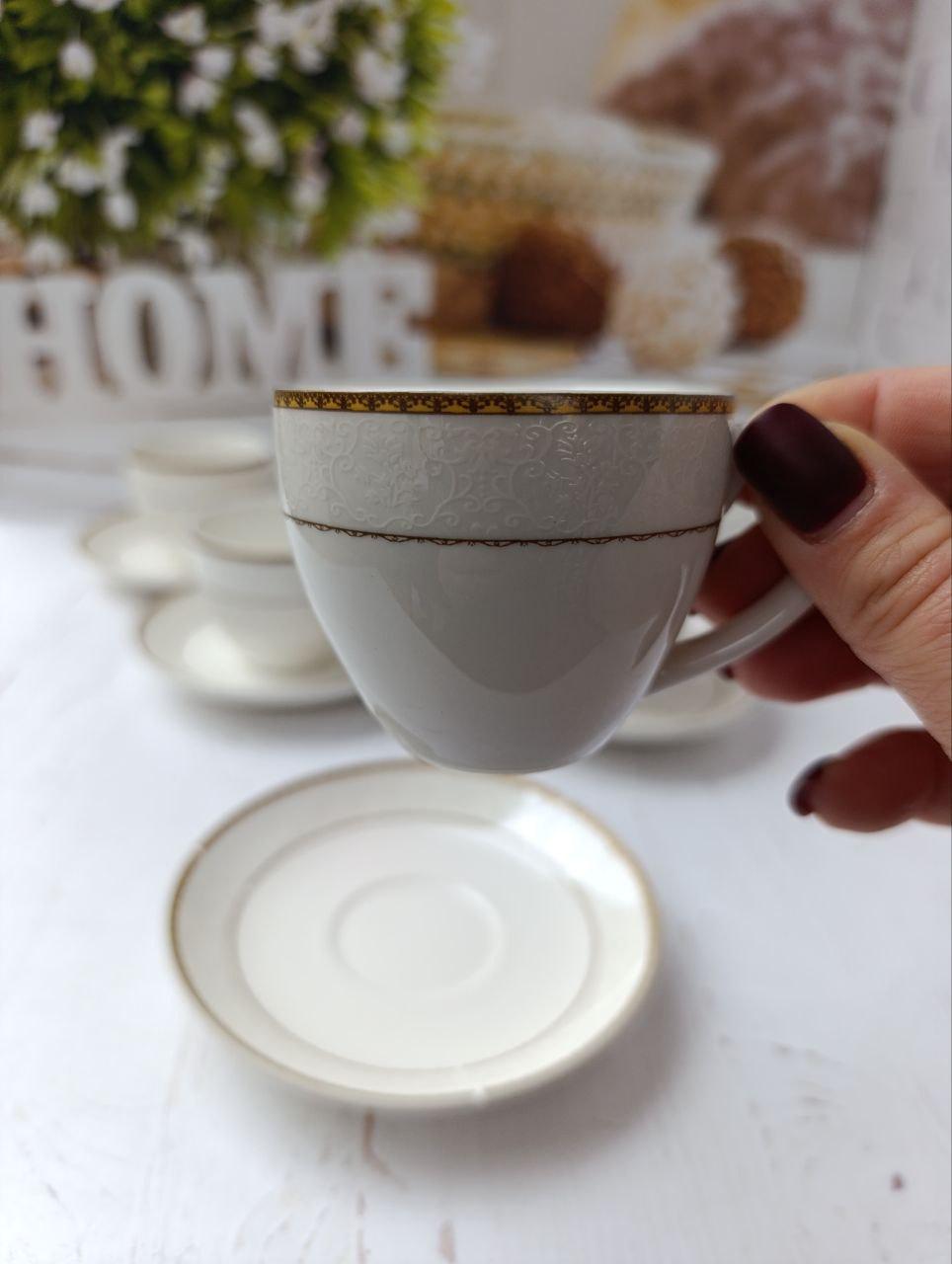 Сервиз кофейный SNT Перламутр фарфор 100 мл 12 пр. Белый (15307-2) - фото 2