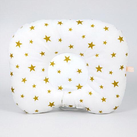 Дитяча ортопедична подушка BabySoon Золоті зірки 22х26 см Молочний (П-311)