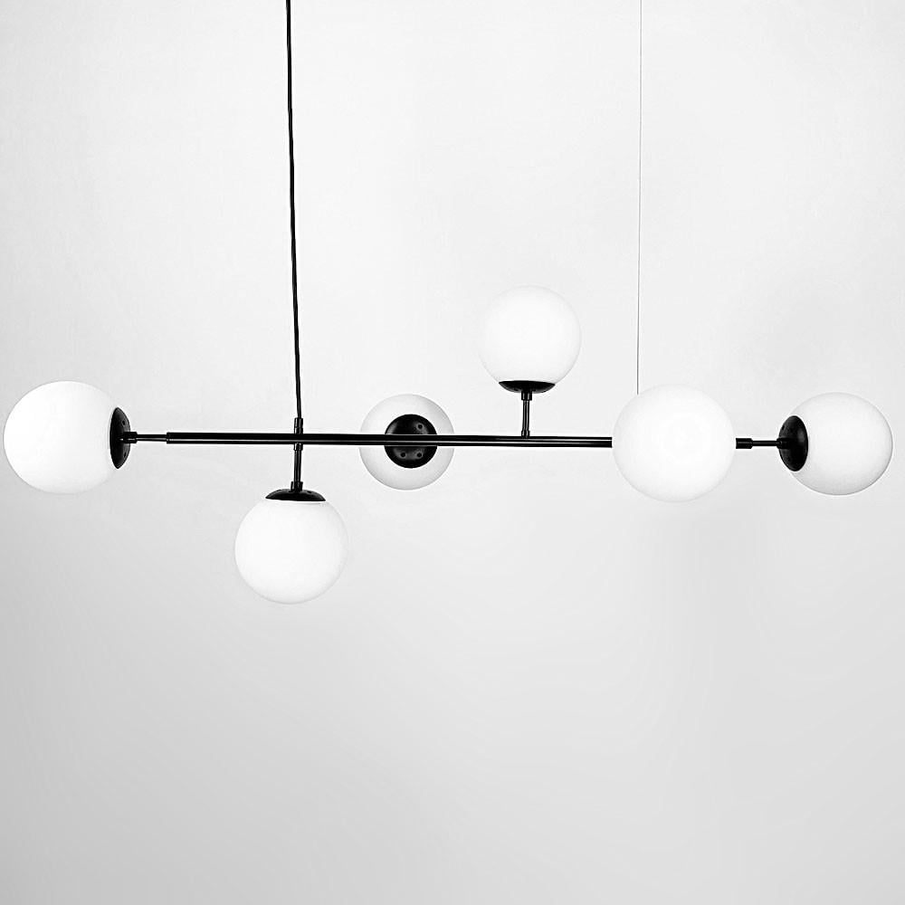 Люстра видовжена на 6 плафонів кріплення в двух точках тип A Чорний (SGJ 7/6A BK+BK) - фото 5